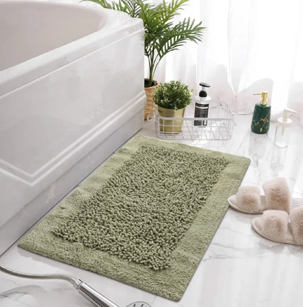 Cotton Tufted Twist Bathmat- Sage Green