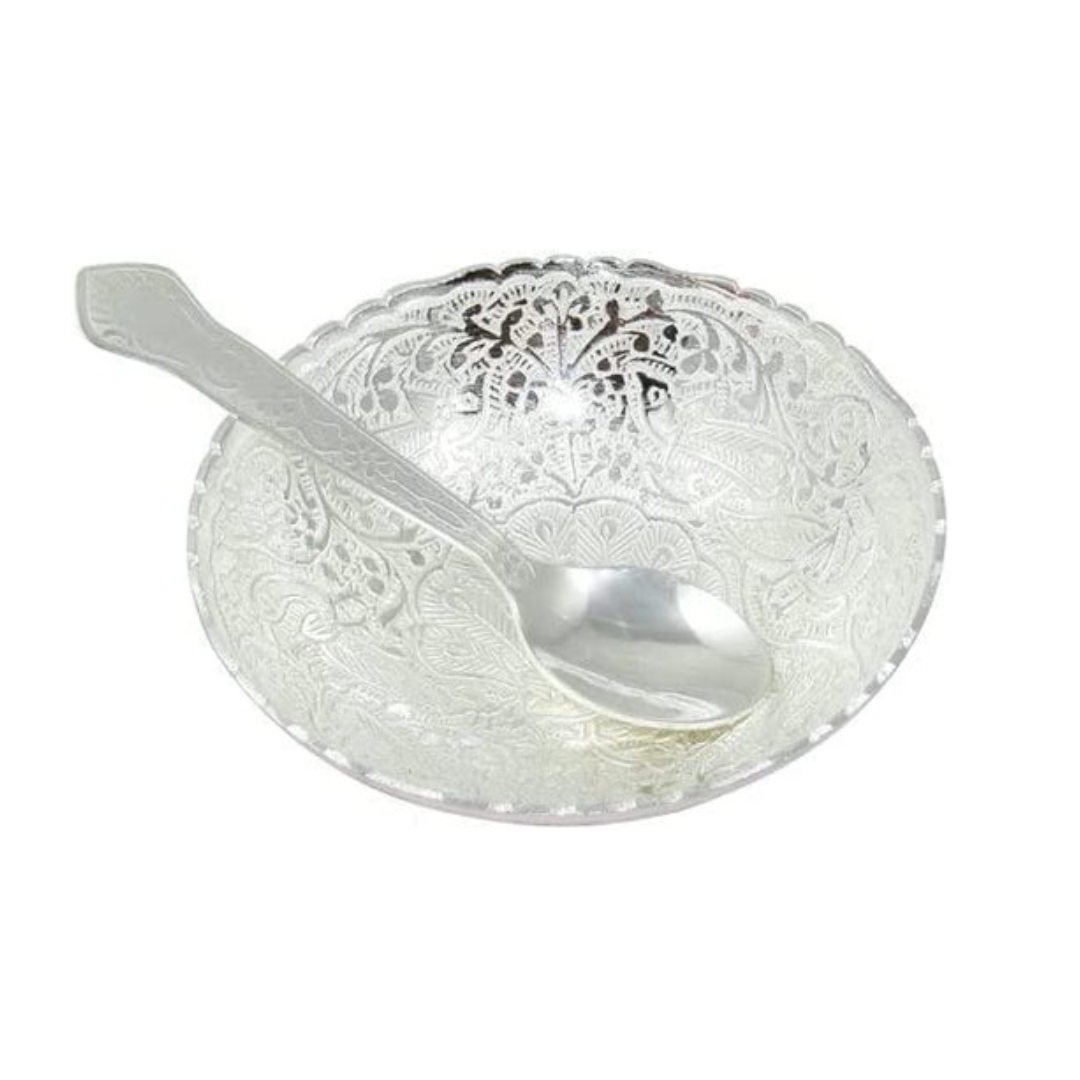 Silver Bowl Set with Spoon and Box