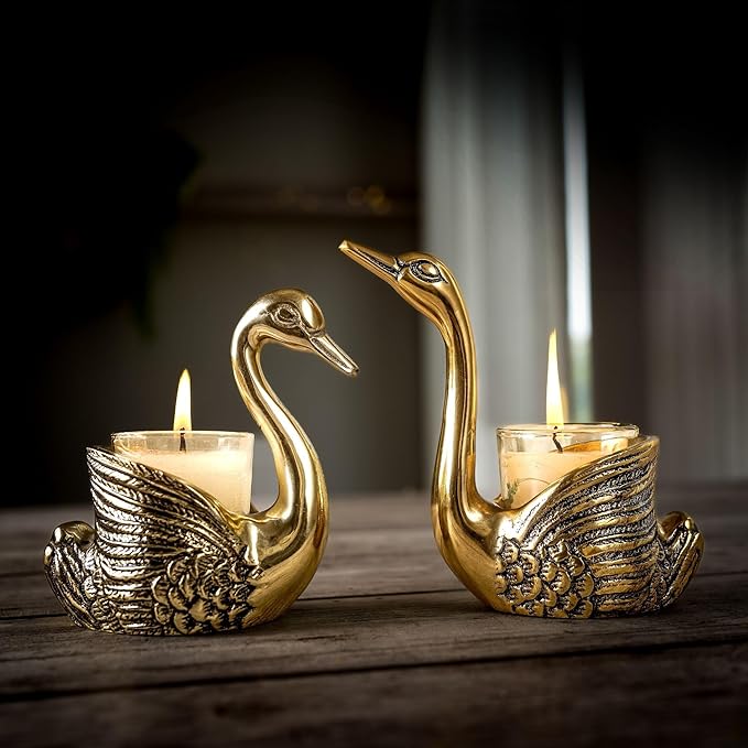 Pair of Swans Candle Holder