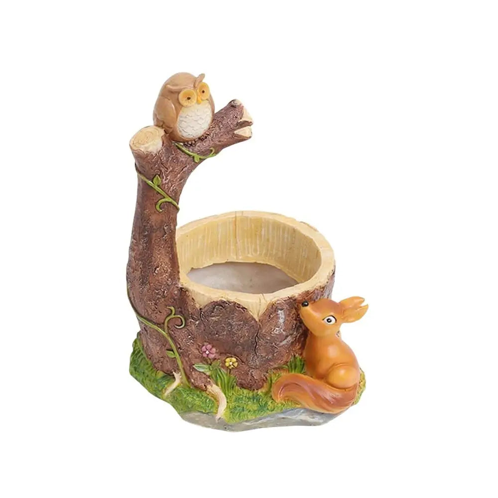 VARKAUS Owl & Squirrel Planter Pot Stand