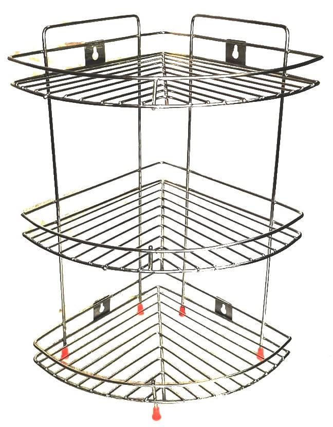 Stainless Steel 3-Shelf Corner Rack