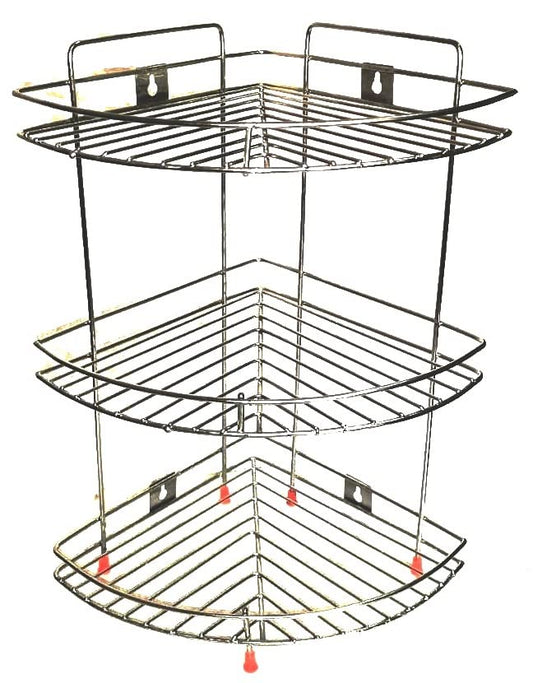 Stainless Steel 3-Shelf Corner Rack
