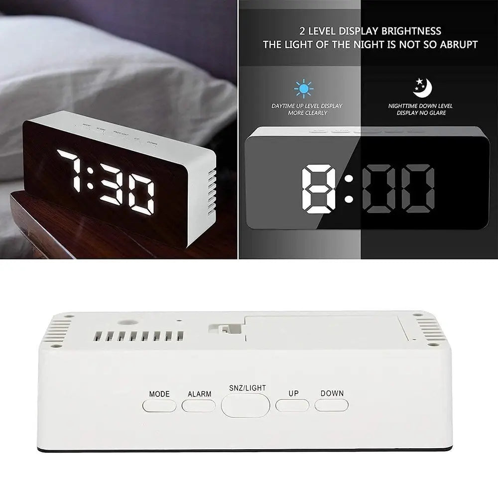 TINUMS Mirror Alarm Clock (White)