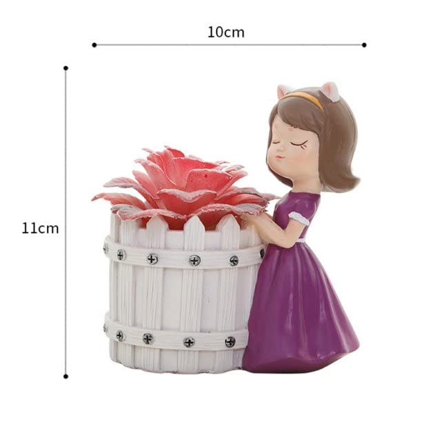 White Basket Girl Planter