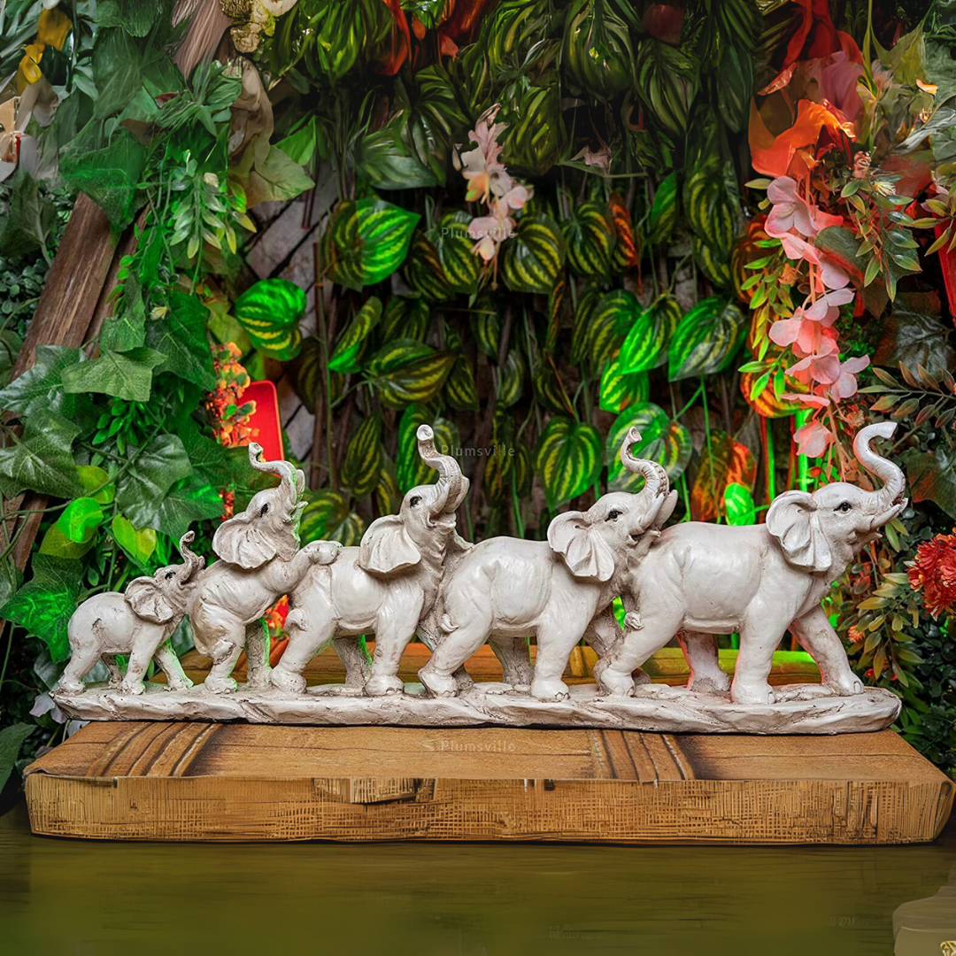 Elephant Family Figurine Statue