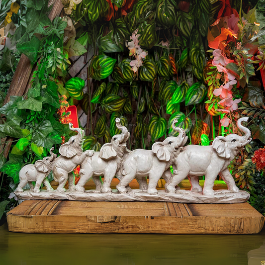 Elephant Family Figurine Statue