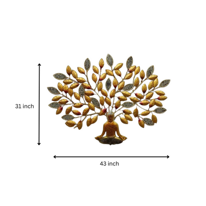 Gold Buddha Tree with LED Lights Wall Hanging