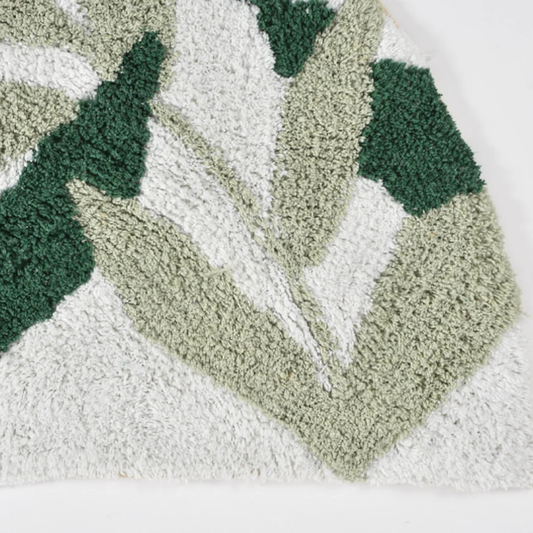 Tinums Leaf Design Cotton Bathmat