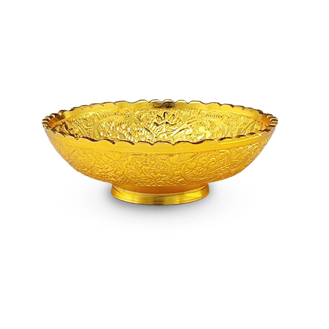 Golden Bowl Set with Spoon and Box