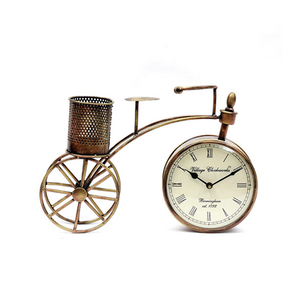 Metal Cycle Table Clock with Pen Stand