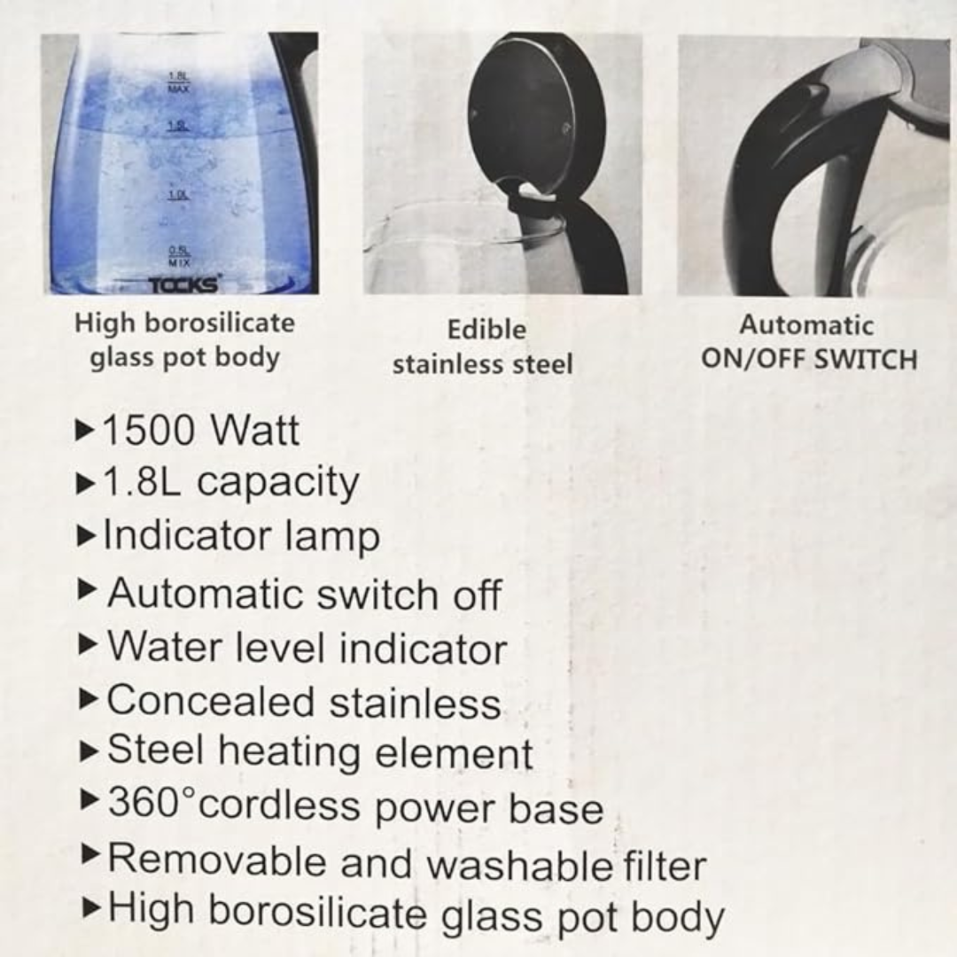 Tocks Glass Electric Kettle