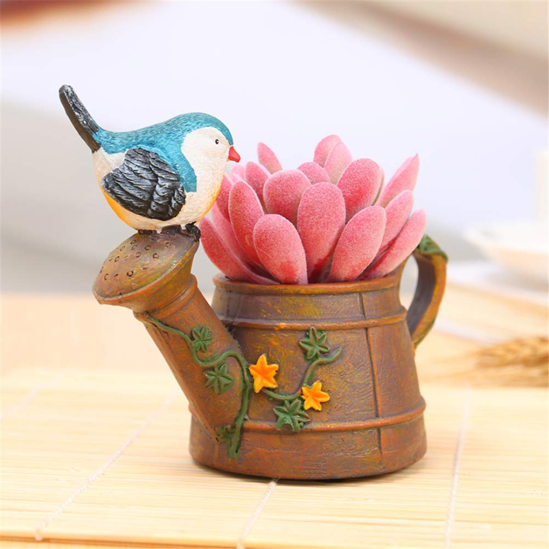 Bird Kettle Resin Planter