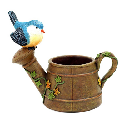 Bird Kettle Resin Planter