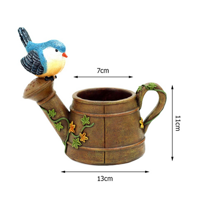 Bird Kettle Resin Planter