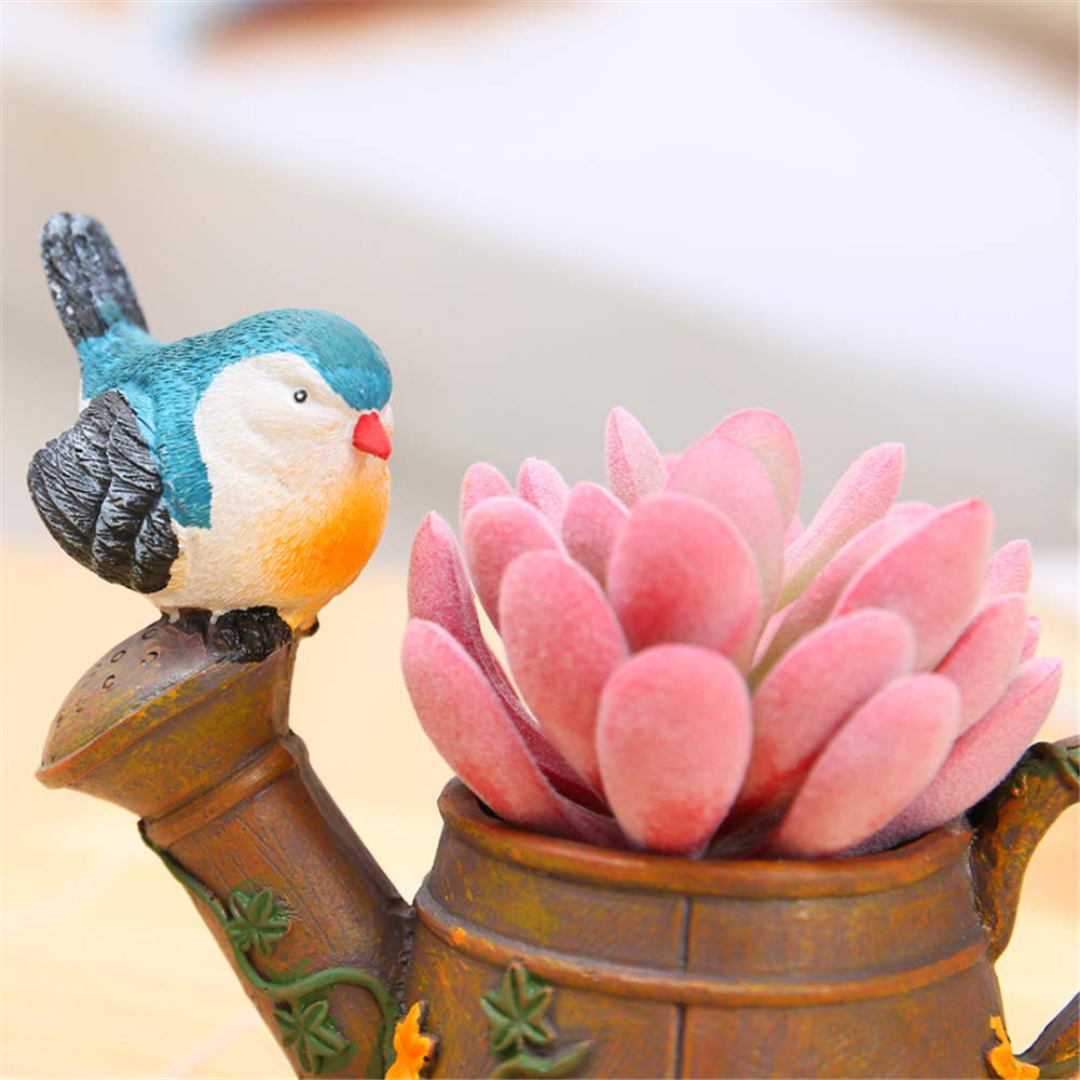 Bird Kettle Resin Planter