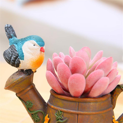 Bird Kettle Resin Planter