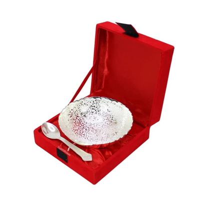 Silver Bowl Set with Spoon and Box