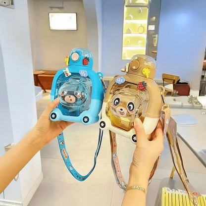 VARKAUS Teddy Bear Water Bottle with Straw