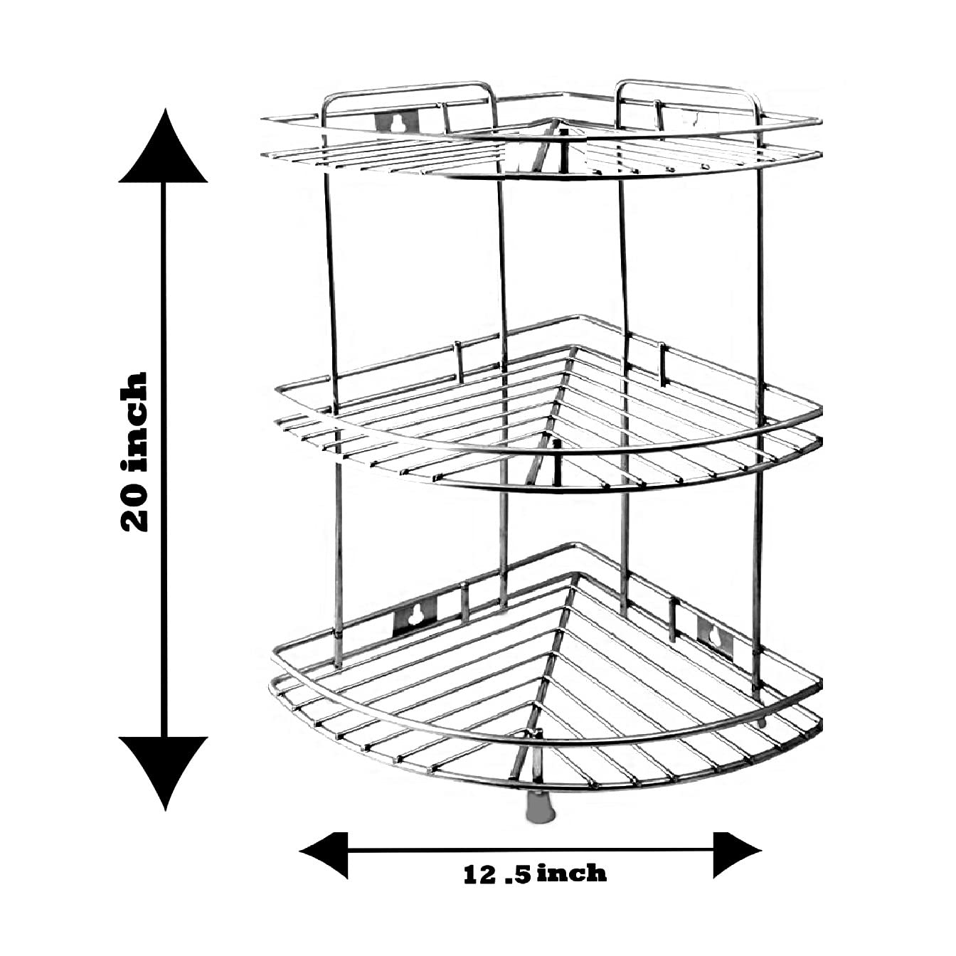 Stainless Steel 3-Shelf Corner Rack