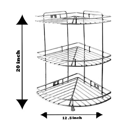 Stainless Steel 3-Shelf Corner Rack