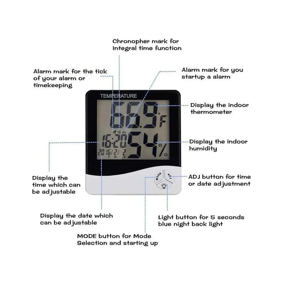 TINUMS Indoor Digital Hygrometer with Alarm Clock