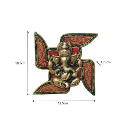 Ganesh On Swastik Wall Decor