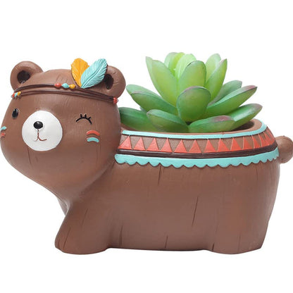 Brown Bear Planter Decor
