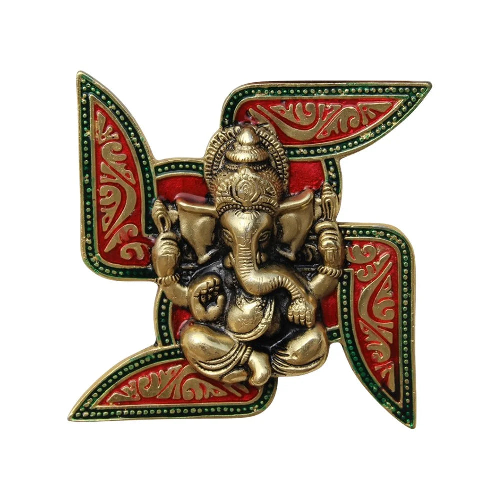 Ganesh On Swastik Wall Decor