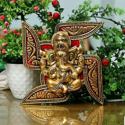 Ganesh On Swastik Wall Decor