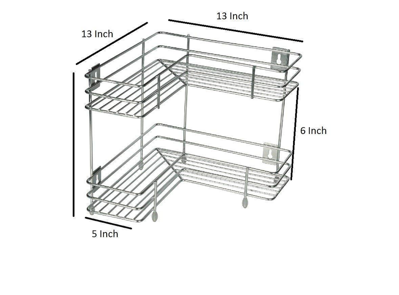 Stainless Steel L Shaped 2 Layer Kitchen Rack