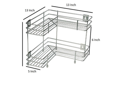 Stainless Steel L Shaped 2 Layer Kitchen Rack