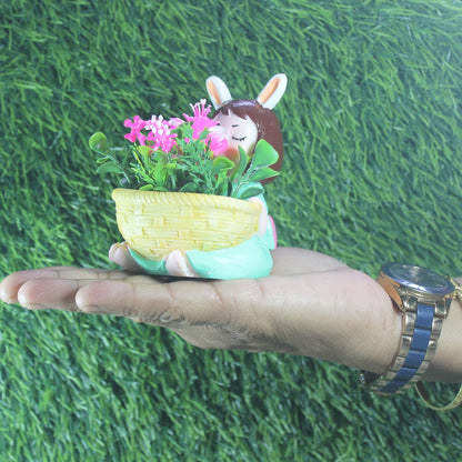 Yellow Basket Girl Planter