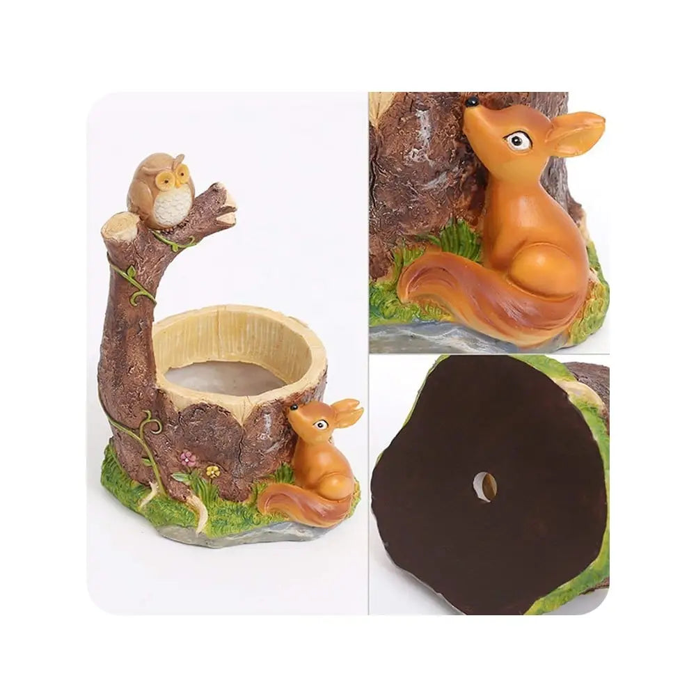 VARKAUS Owl & Squirrel Planter Pot Stand