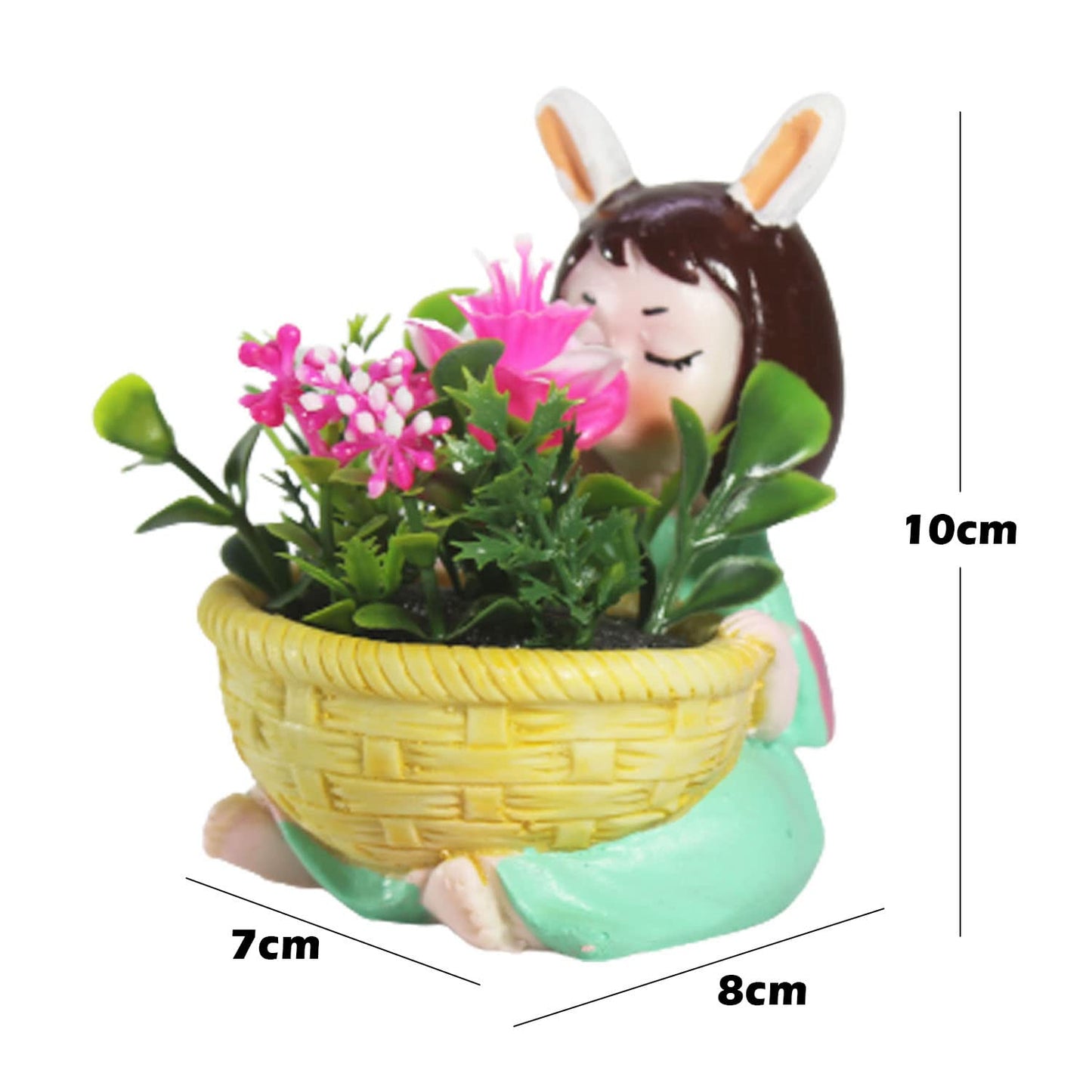 Yellow Basket Girl Planter