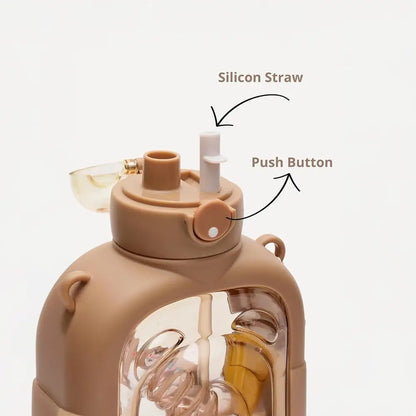 VARKAUS Teddy Bear Water Bottle with Straw