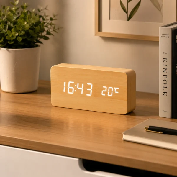 TINUMS wooden LED digital table clock for shop décor