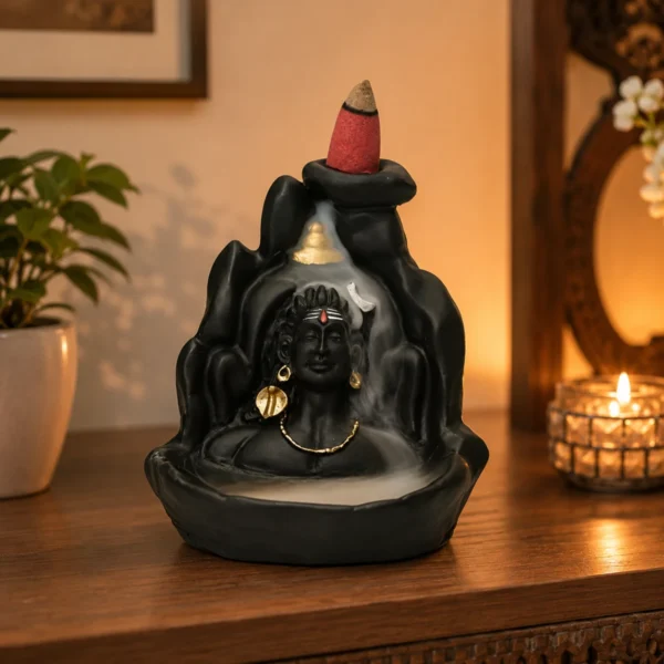 Adiyogi Smoke Fountain resin backflow incense holder for home décor