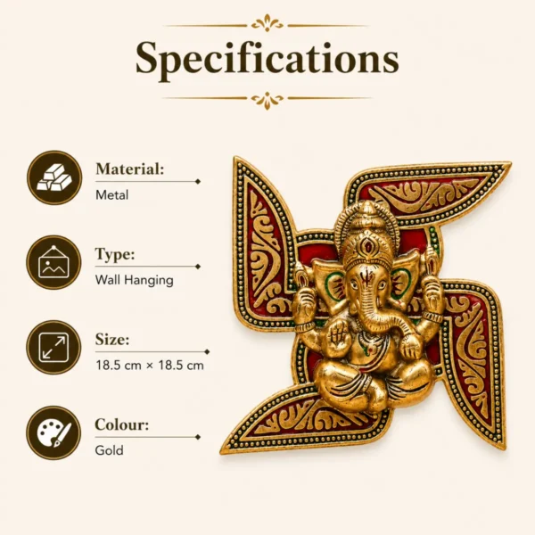 Ganesh On Swastik Wall Decor metal wall hanging specifications