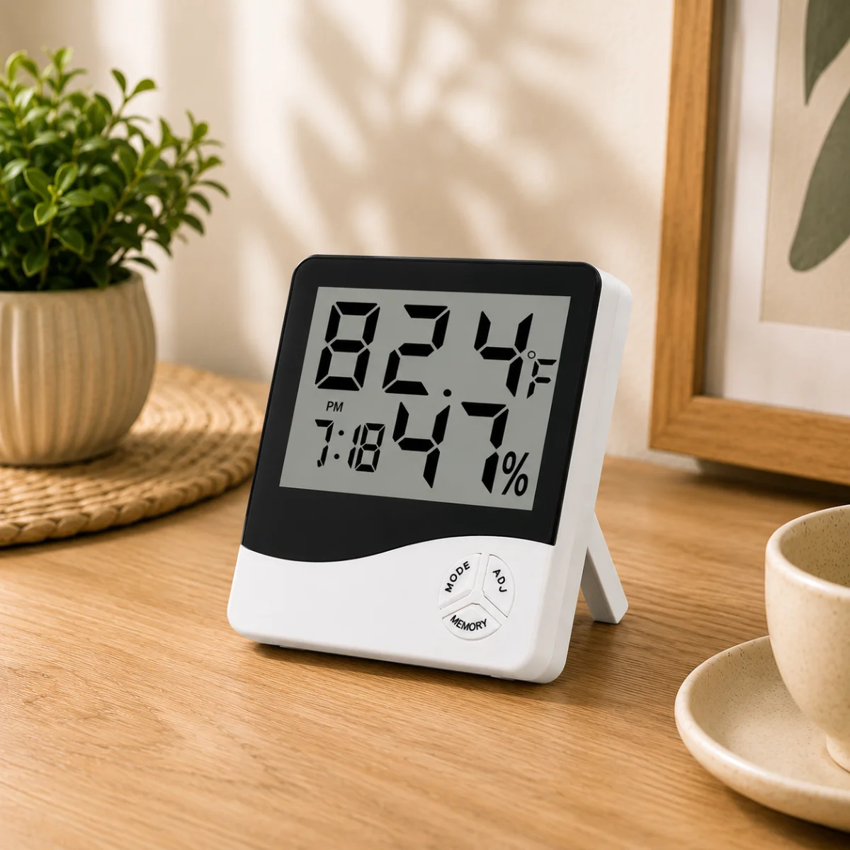 TINUMS digital temperature humidity clock for living room décor