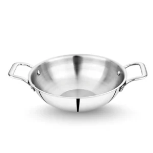 home lane stainless steel kadhai triply induction kadhai with lid