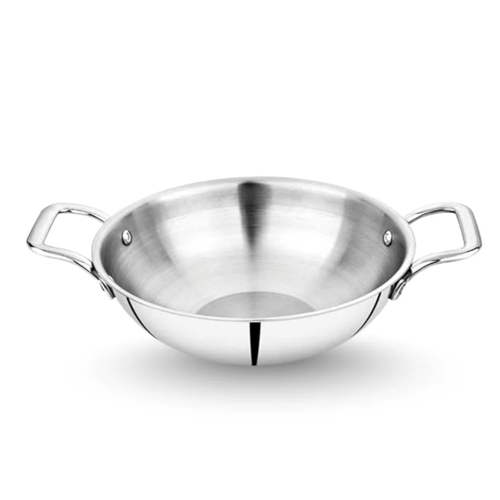 home lane stainless steel kadhai triply induction kadhai with lid