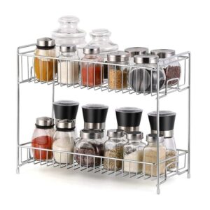 2 tier stainless steel container rack kitchen spice storage stand