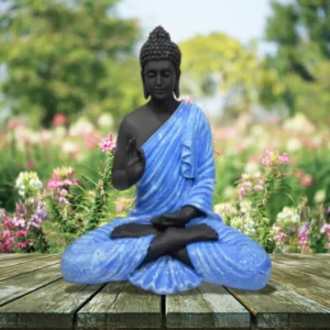 lord gautam buddha deep meditation idol blue black