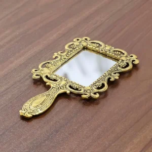 square shape gold plated metal hand mirror