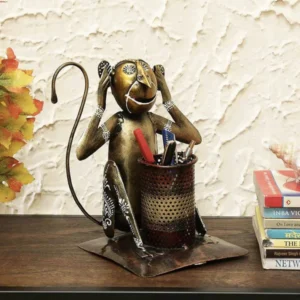 monkey pen stand copper decorative desk pen holder