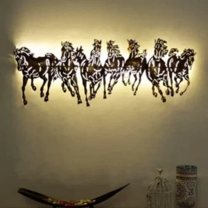 7 horse cutting wall decor with led copper wall art