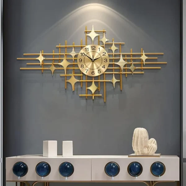 star design metal wall clock golden wall decor
