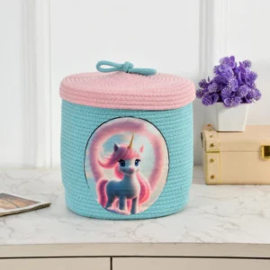 base braided kids basket cotton toy storage basket aqua