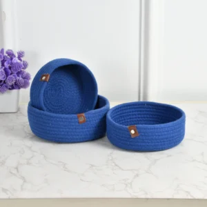 poet braided cotton basket dark blue decorative storage basket