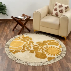 vienna cotton tufted printed rug 4x4 ft area rug